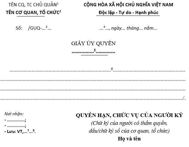 thông báo ủy quyền điều hành cơ quan