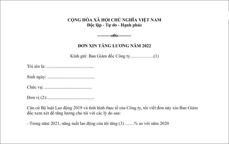 Tải xuống mẫu đơn xin tăng lương cho công nhân chuẩn 2023