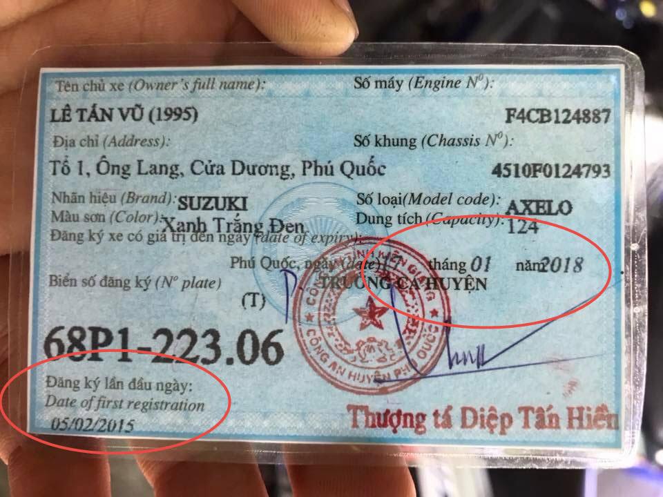 Giấy chứng nhận thu hồi đăng ký biển số xe để sang tên